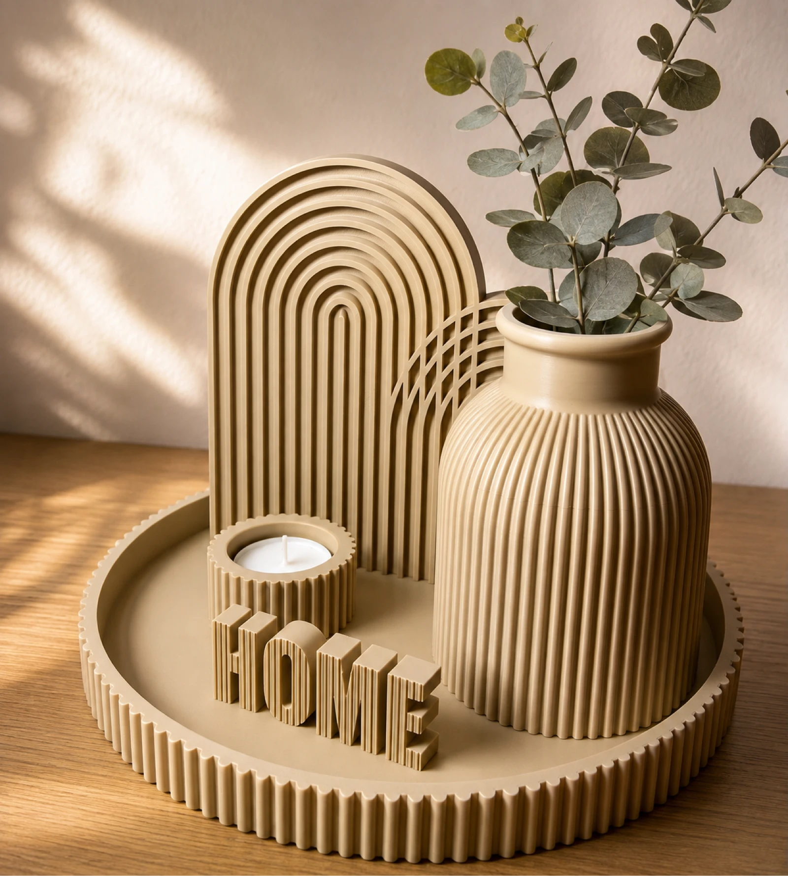 🏡 Centro de Mesa HOME com Vaso e Porta-Vela | Impressão 3D Premium | Decoração Moderna